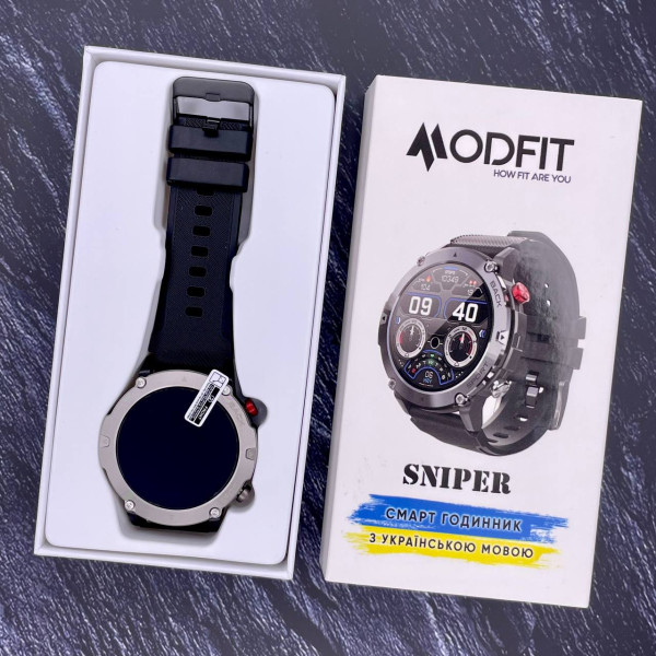 Умные часы Modfit Sniper Black-Silver 36 мм