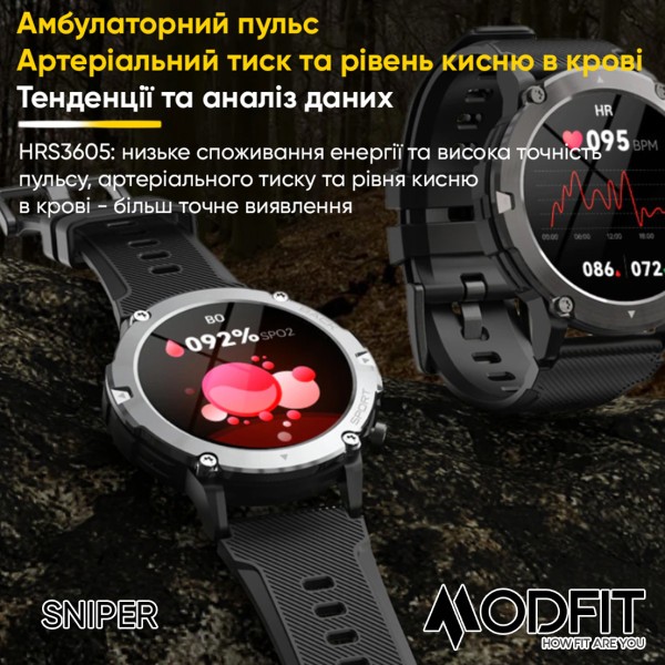 Умные часы Modfit Sniper Black-Silver 36 мм