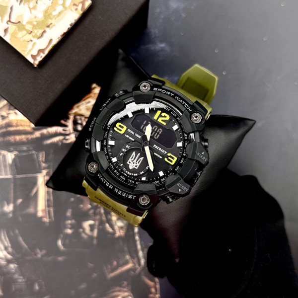 Годинник наручний Patriot 004AGUASI Тризуб срібло Зелені  + Коробка.
