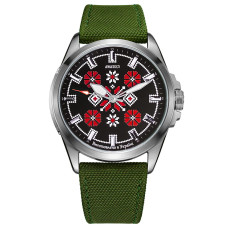 Годинник наручний Awarder Embroidery Silver-Red Green  Battery 10ATM