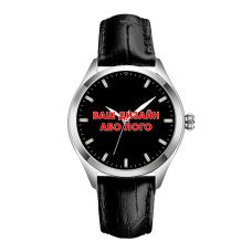 Годинник наручний Awarder 035 Ваше лого Silver-Black Leather