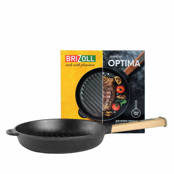 Чавунна сковорода гриль Brizoll Optima 240х40 мм