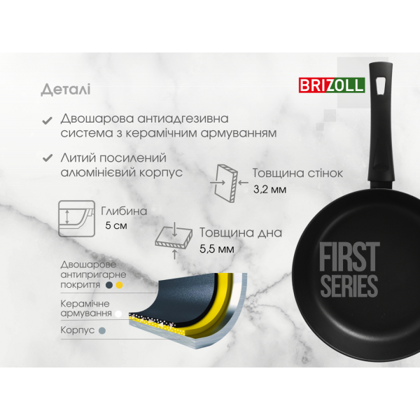 Сковорода Brizoll FIRST 24 см с антипригарным покрытием