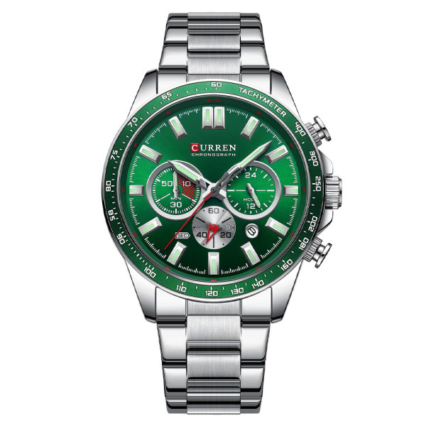 Curren 8418 Silver-Green, 1008-0330, Curren