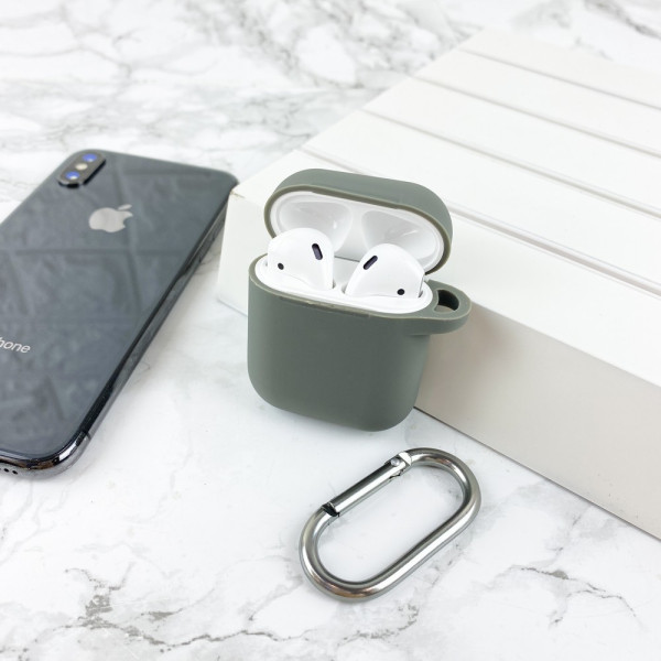 Чехол Airpods 1/2 Silicone Case Slim Lavender Gray