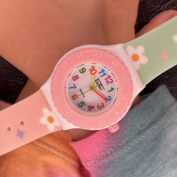 Дитячий годинник Better 001 Flowers Pink-White