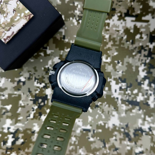 Годинник наручний Patriot 012AGUASI Тризуб срібло Чорні з зеленим  + Коробка.