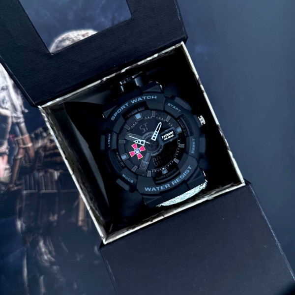 Годинник наручний Patriot 005BKSU ЗСУ Чорні Паракордовий ремінець  ACU + Коробка