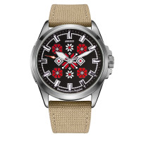 Часы наручные Awarder Embroidery Silver-Red Khaki Battery 10ATM