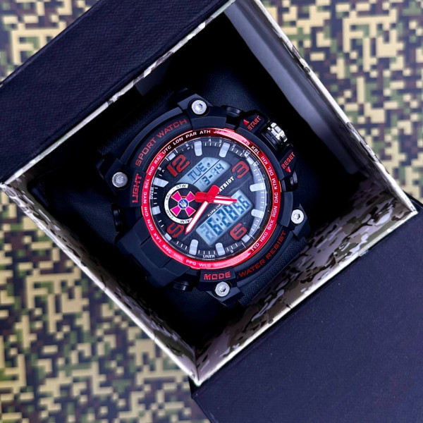 Годинник наручний Patriot 012BKRDSU ЗСУ Чорні з червоним + Коробка