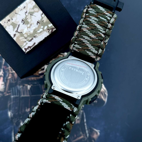 Годинник наручний Patriot 005AGSU ЗСУ  Паракордовий ремінець Camo Green + Коробка