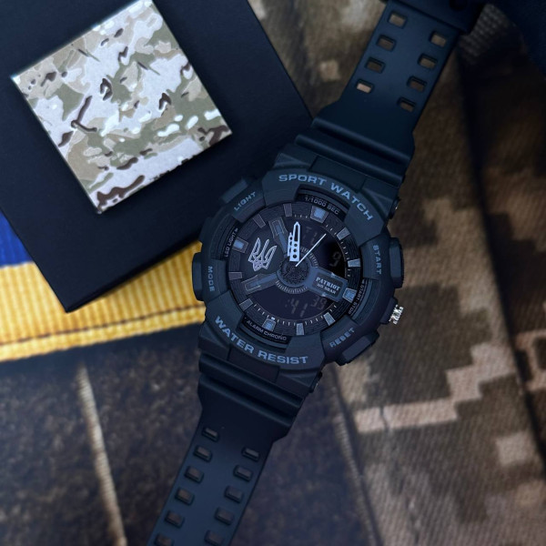 Годинник наручний Patriot 005 Тризуб срібло Black + Коробка.