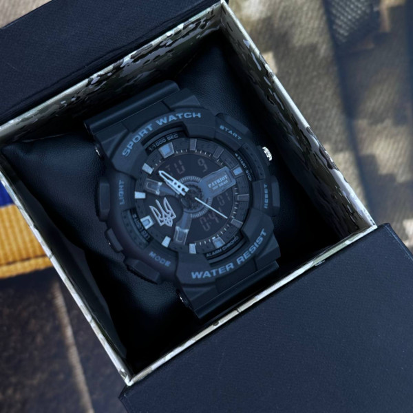 Годинник наручний Patriot 005 Тризуб срібло Black + Коробка.