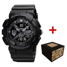 Годинник наручний Patriot 005 Тризуб срібло Black + Коробка.