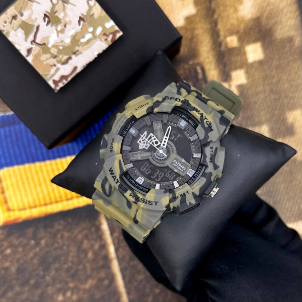 Годинник наручний Patriot 005 Тризуб срібло Camo Green + Коробка.