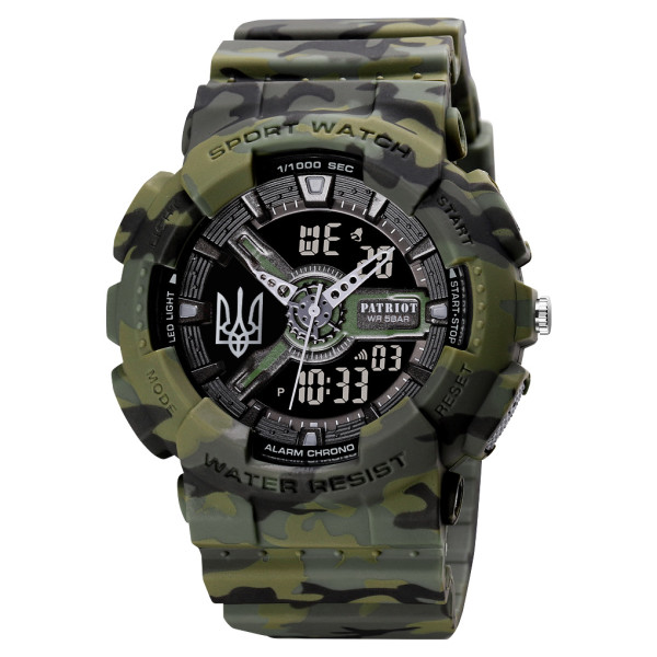 Годинник наручний Patriot 005 Тризуб срібло Camo Green + Коробка.