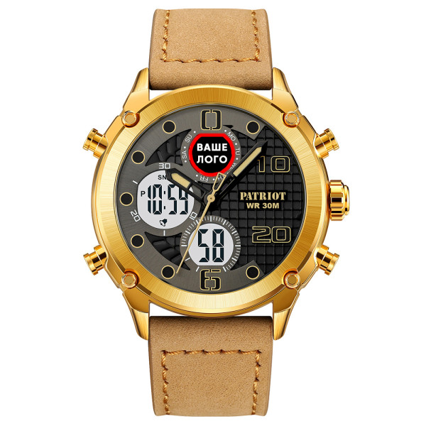 Годинник наручний Patriot 017 Ваше Лого Gold-White-Light Brown