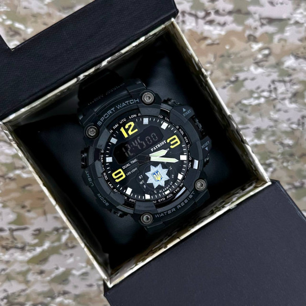 Годинник наручний Patriot 003BKPO Поліція Чорні + Коробка.