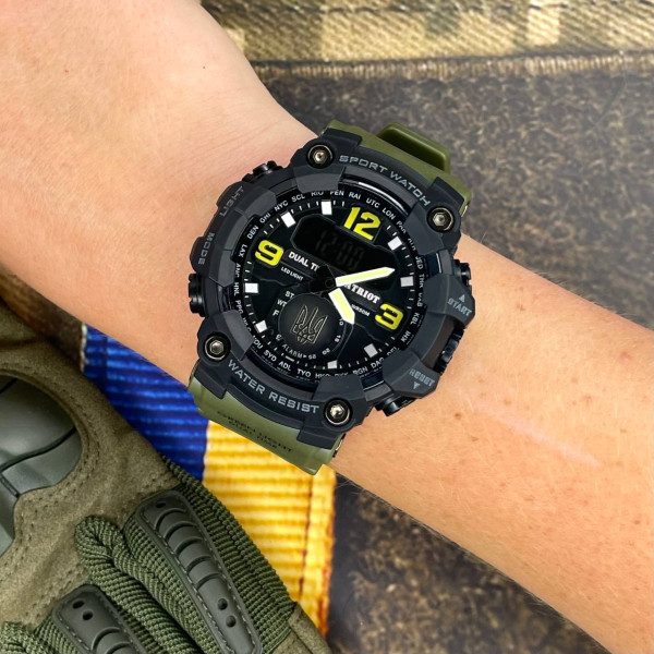 Годинник наручний Patriot 003AGUASI Тризуб срібло Зелені  + Коробка.