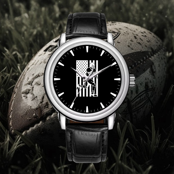 Personalized Football Watch Model 220111 - Custom Leather Band