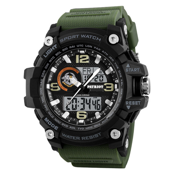 Годинник наручний Patriot 012AGSSO ССО Чорні з зеленим  + Коробка