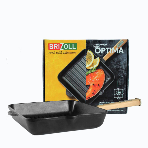 Чавунна сковорода гриль Brizoll Optima 280х280х50 мм
