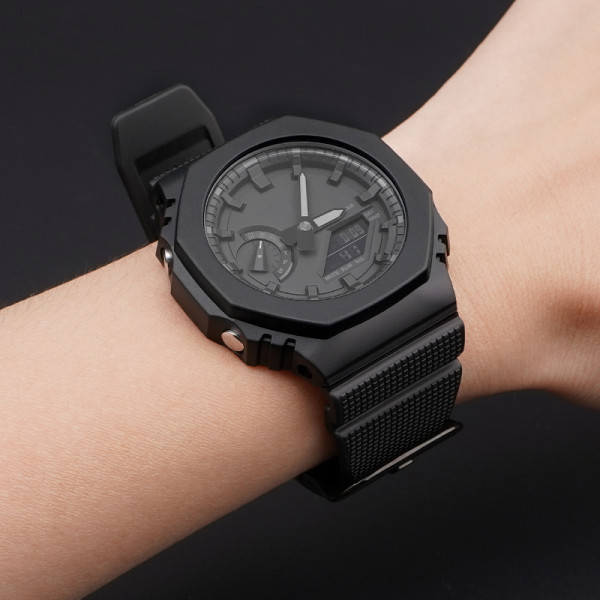 Ремінець для Casio G-Shock GM-2100 GA2100/2110 Black Silver