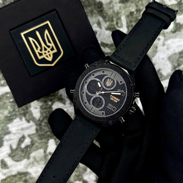 Годинник наручний Patriot 017BKBK Тризуб золото All Black