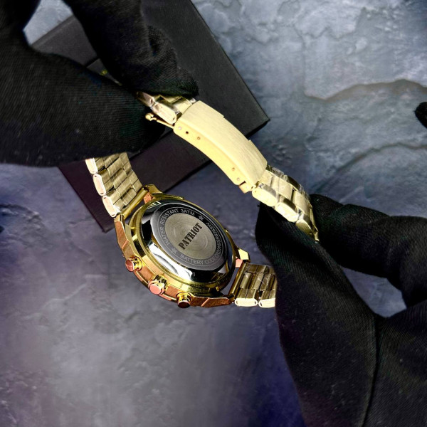 Годинник наручний Patriot 017 Тризуб Золото Gold-Black Steel