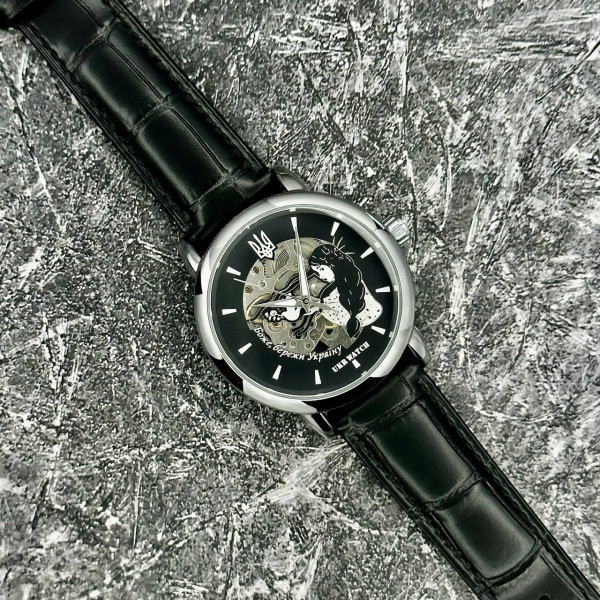 Годинник наручний Ukrwatch Боже, Бережи Україну Silver-Black