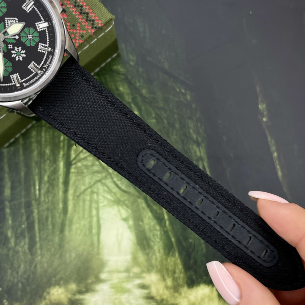 Часы наручные Awarder Embroidery Silver-Green Black Battery 10ATM