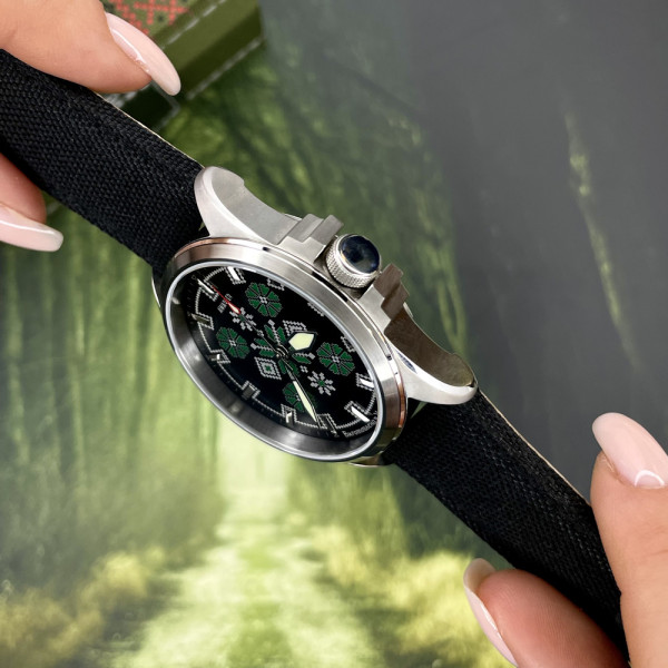 Часы наручные Awarder Embroidery Silver-Green Black Battery 10ATM