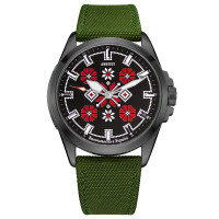 Часы наручные Awarder Embroidery Black-Red Green Battery 10ATM