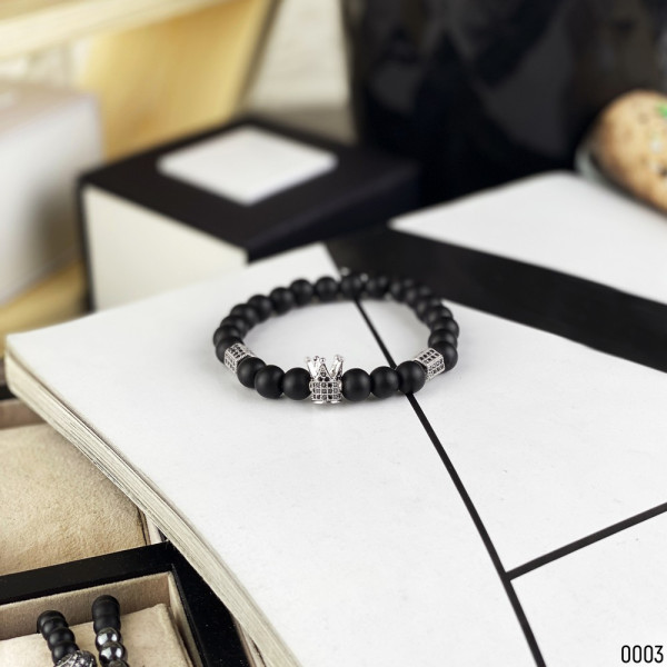 2B Rich Bracelet King 8 mm, 19 cm Black-Silver