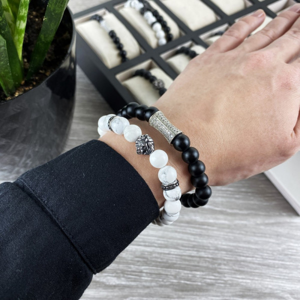 2B Rich Bracelet Lion White-Black-Silver