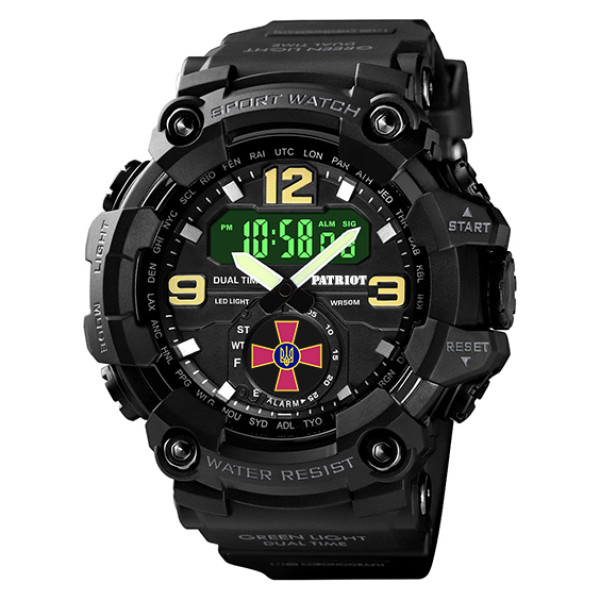 Годинник наручний Patriot 004BKSU ЗСУ Чорні + Коробка.