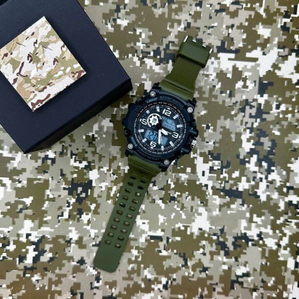 Годинник наручний Patriot 012AGPO Поліція Чорні з зеленим  + Коробка.