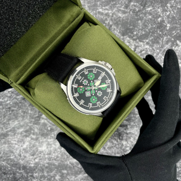 Часы наручные Awarder Embroidery Silver-Green Black Automatic 10ATM