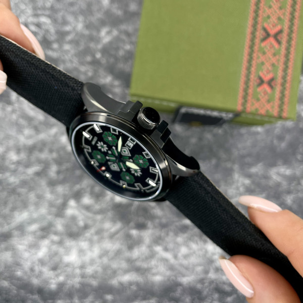 Часы наручные Awarder Embroidery Black-Green Black Automatic 10ATM