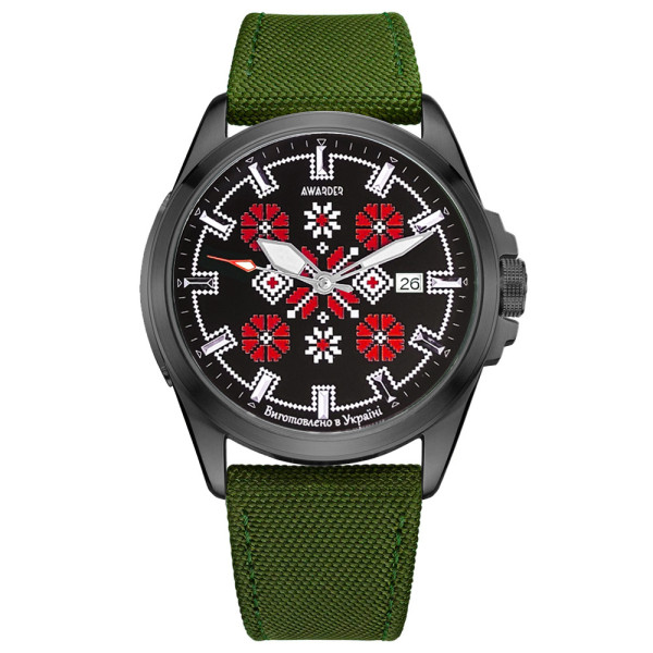 Часы наручные Awarder Embroidery Black-Red Green Automatic 10ATM