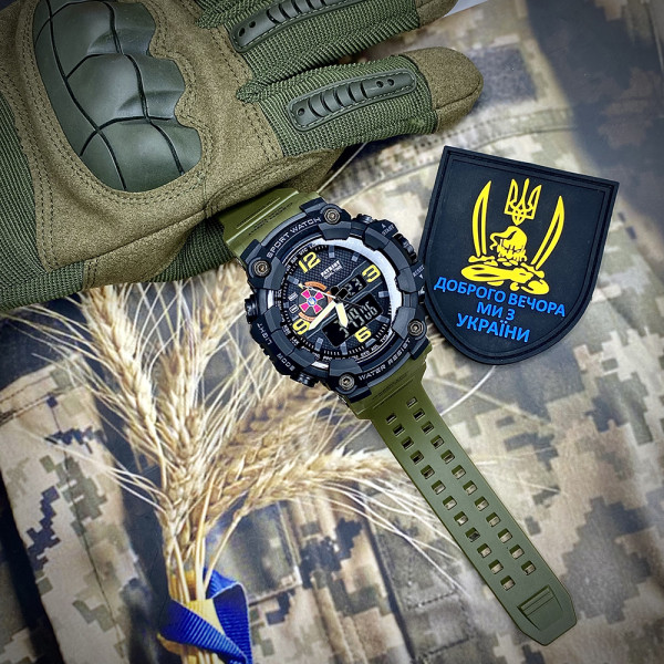 Годинник наручний Patriot 002AGSU ЗСУ Зелені  + Коробка