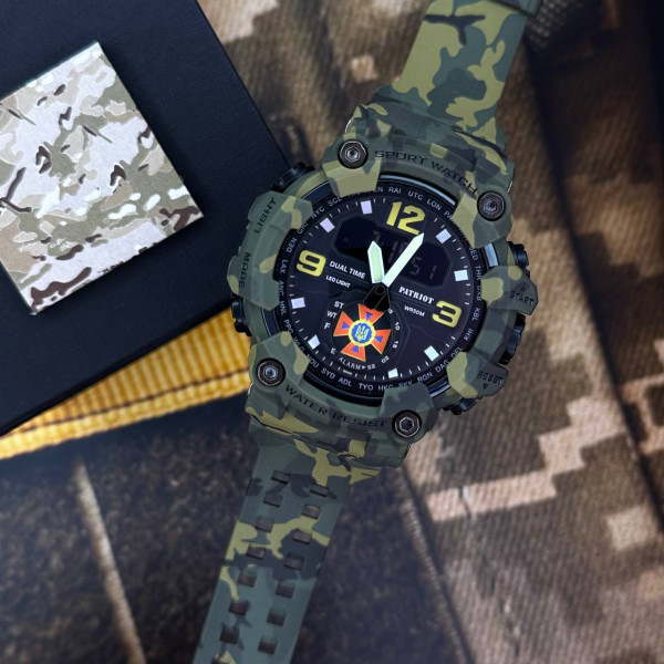 Годинник наручний Patriot 004CMGRDSNS ДСНС Зелений камуфляж + Коробка.
