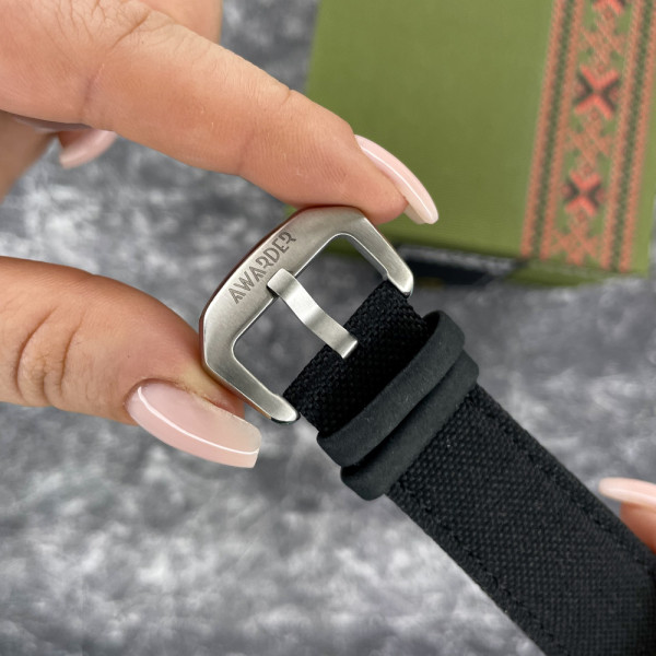 Годинник наручний Awarder Embroidery Silver-Army Green Black Battery 10ATM