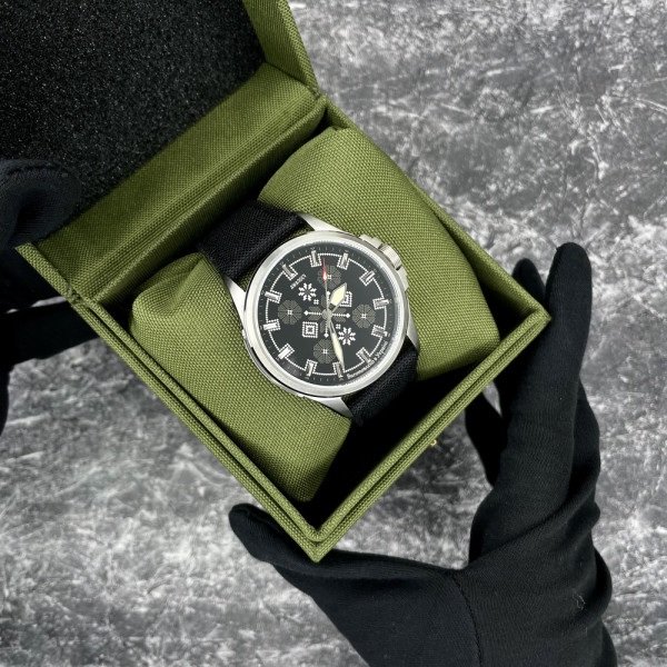 Годинник наручний Awarder Embroidery Silver-Army Green Black Battery 10ATM