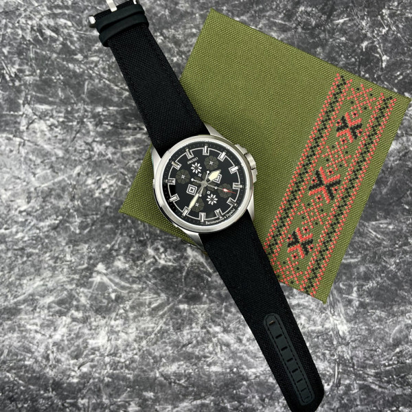 Годинник наручний Awarder Embroidery Silver-Army Green Black Battery 10ATM