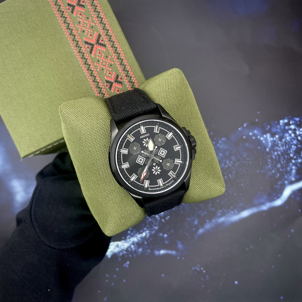 Годинник наручний Awarder Embroidery Black-Army Green Black Battery 10ATM