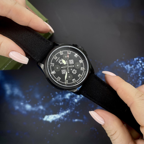 Годинник наручний Awarder Embroidery Black-Army Green Black Battery 10ATM