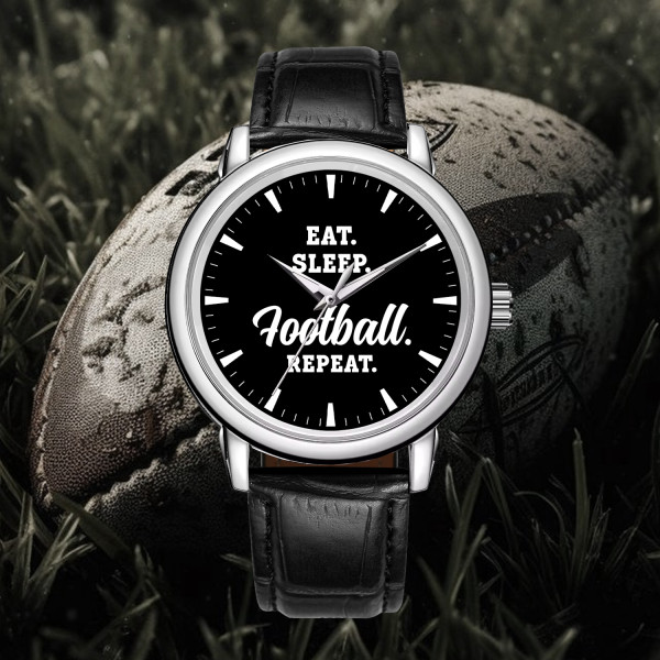 Leather Strap Football Watch Model 220102 - Perfect Birthday Gift