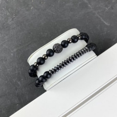 2B Rich Bracelet Sphere 8 mm, 19 cm Black-Silver