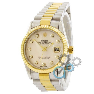 Наручные часы Rolex Date Just Silver-Gold-Beige Pearl, 1020-0644,